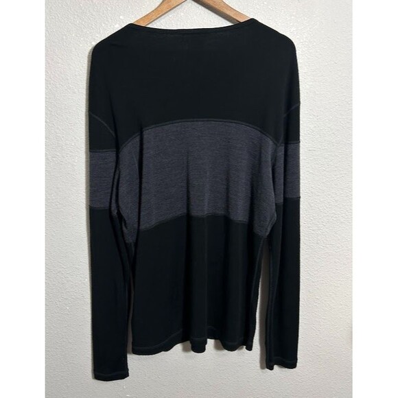 Smartwool Merino 250 Henley Shirt Mens L Black Gray Wool Blend Base Layer - Picture 3 of 8